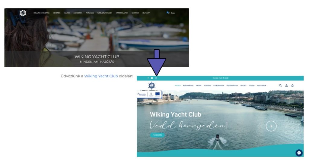 waking yacht klub weboldal átalakítás weboldal tervezés előtte utána arculat design