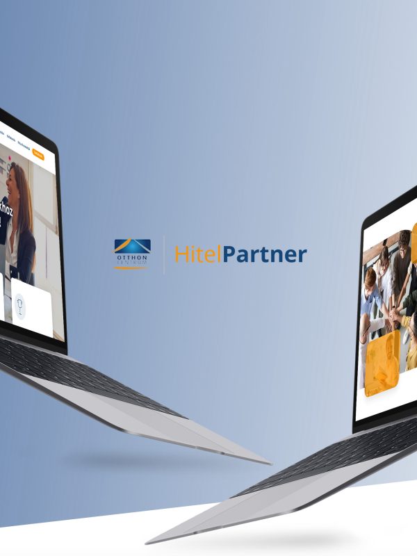 A Hitelpartner weboldala. Fő színek: narancssárga, sötétkék, szürke.
